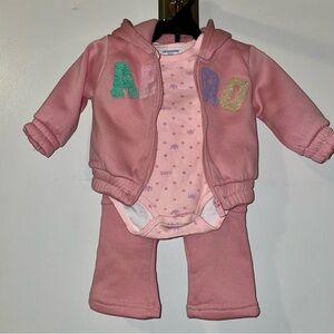 Aeropostale Pink Baby Hoodie, Onesie & Pants Set